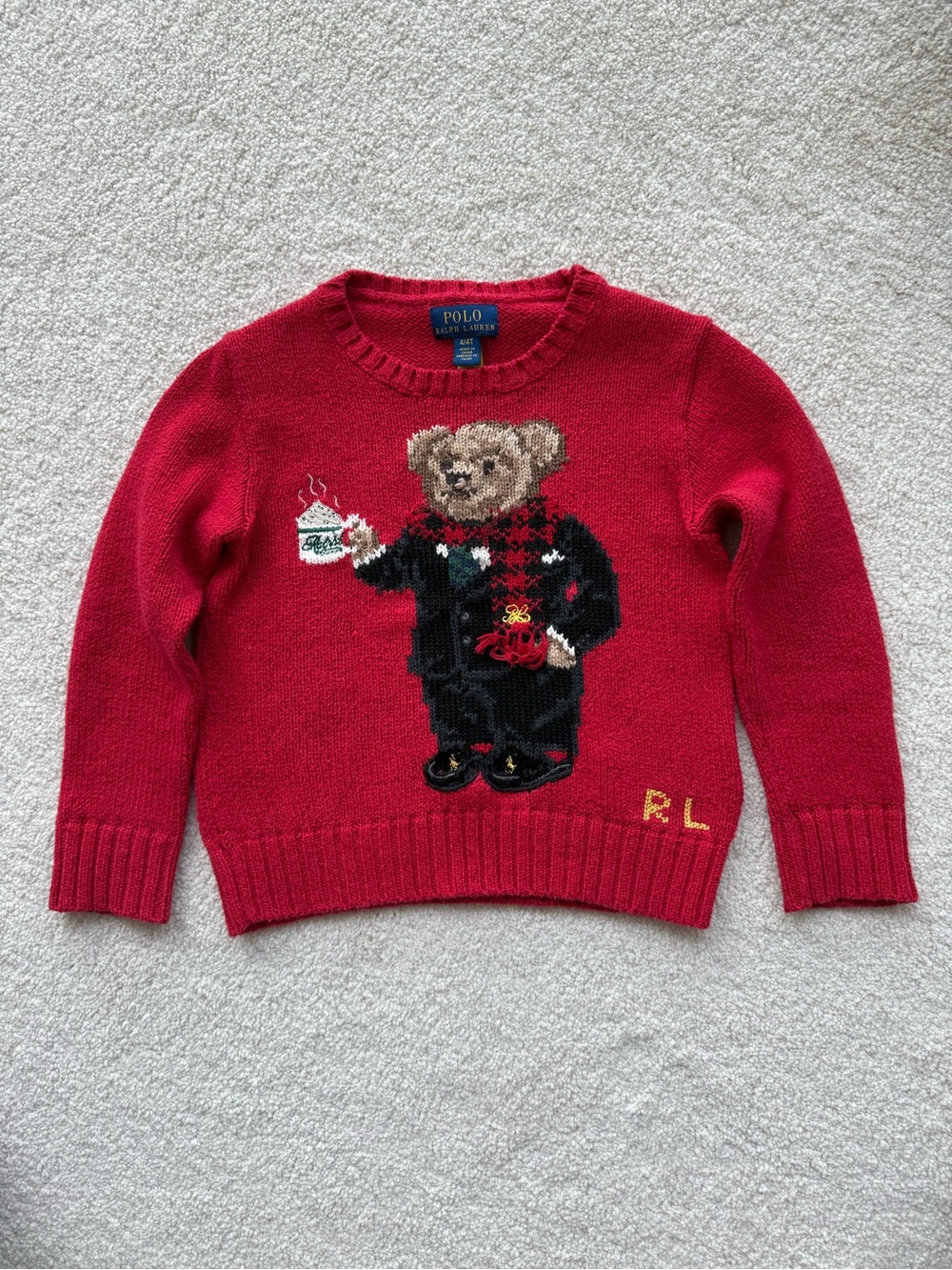 Iconic Polo Ralph Lauren Red Bear Crewneck Sweater